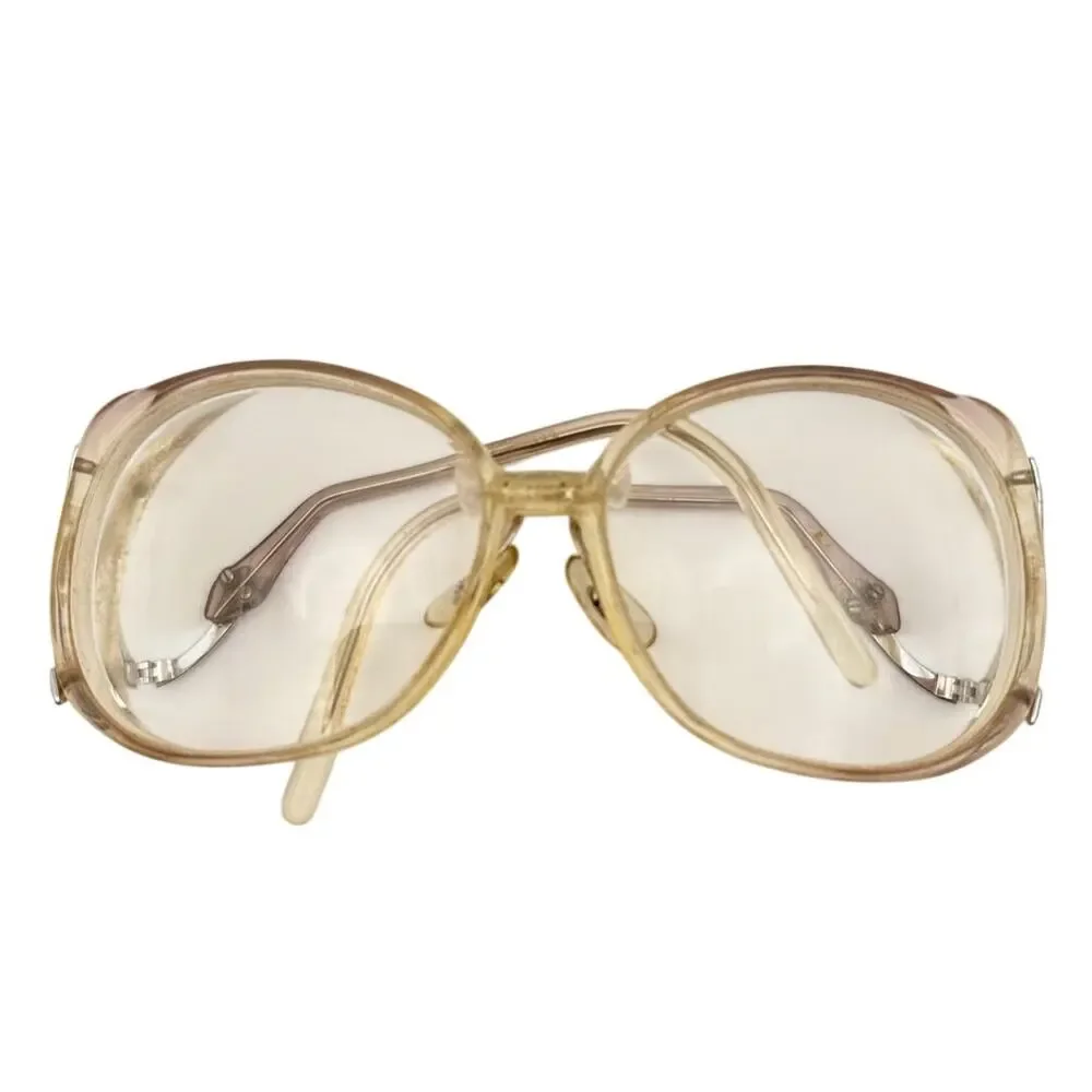 Vintage Oversized Clear Eyeglass Frames Gold Tone 54-16-140 USA